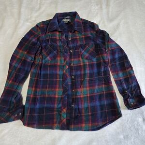 Naturals Womens Plaid Button-Up Shirt M